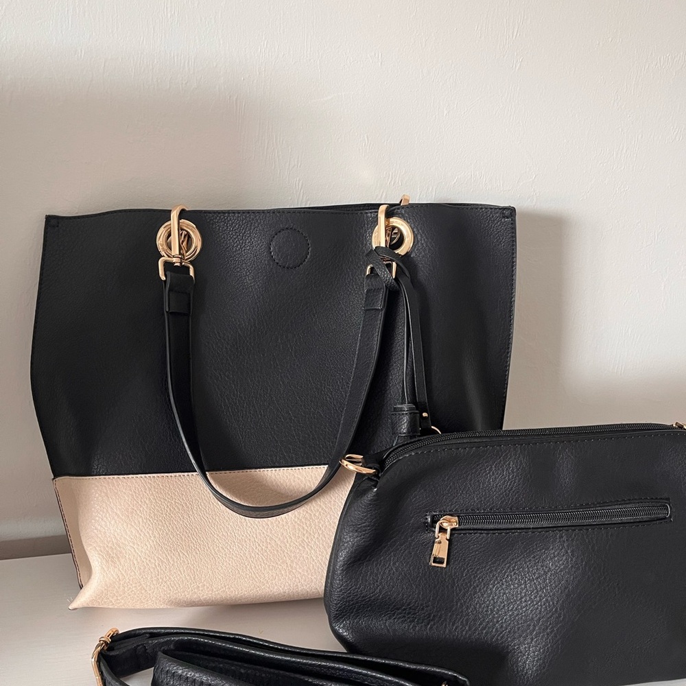 Elegant Black and Cream Tote Bag